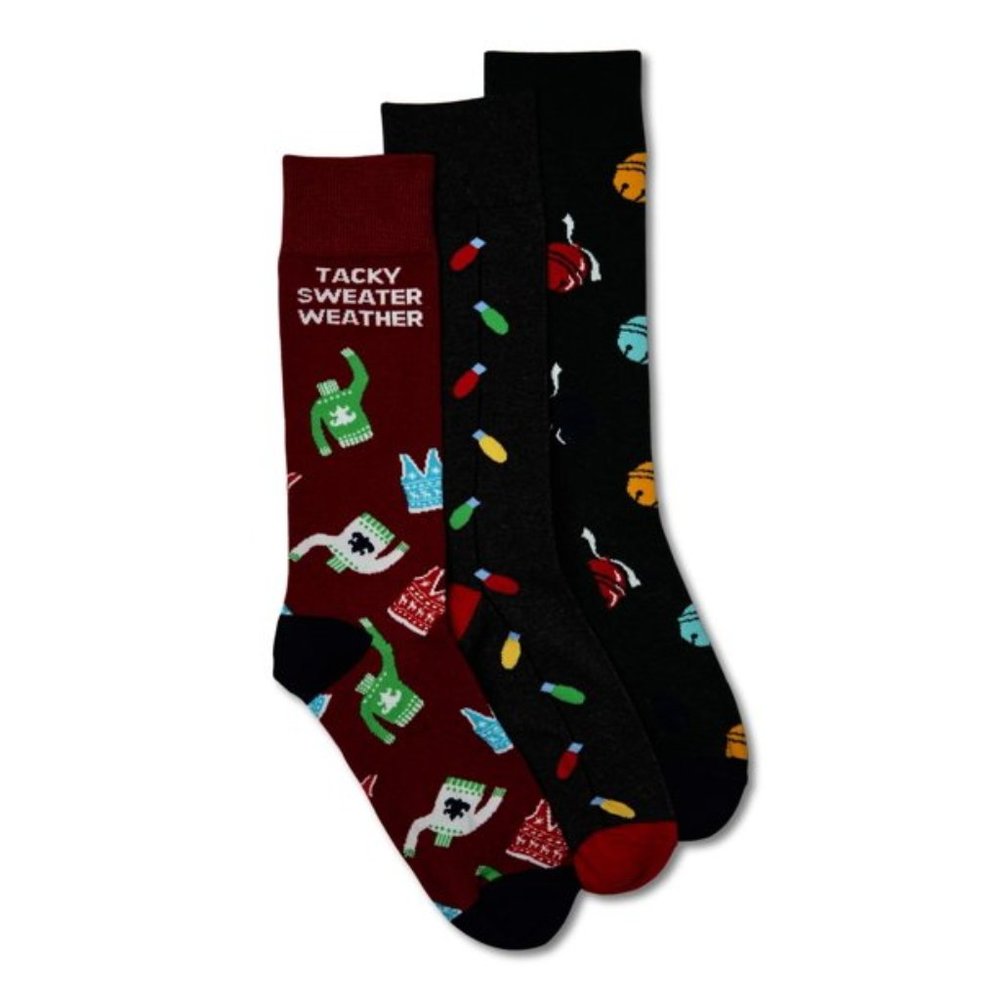 Men’s Novelty Cotton Crew Socks, 3-Pack